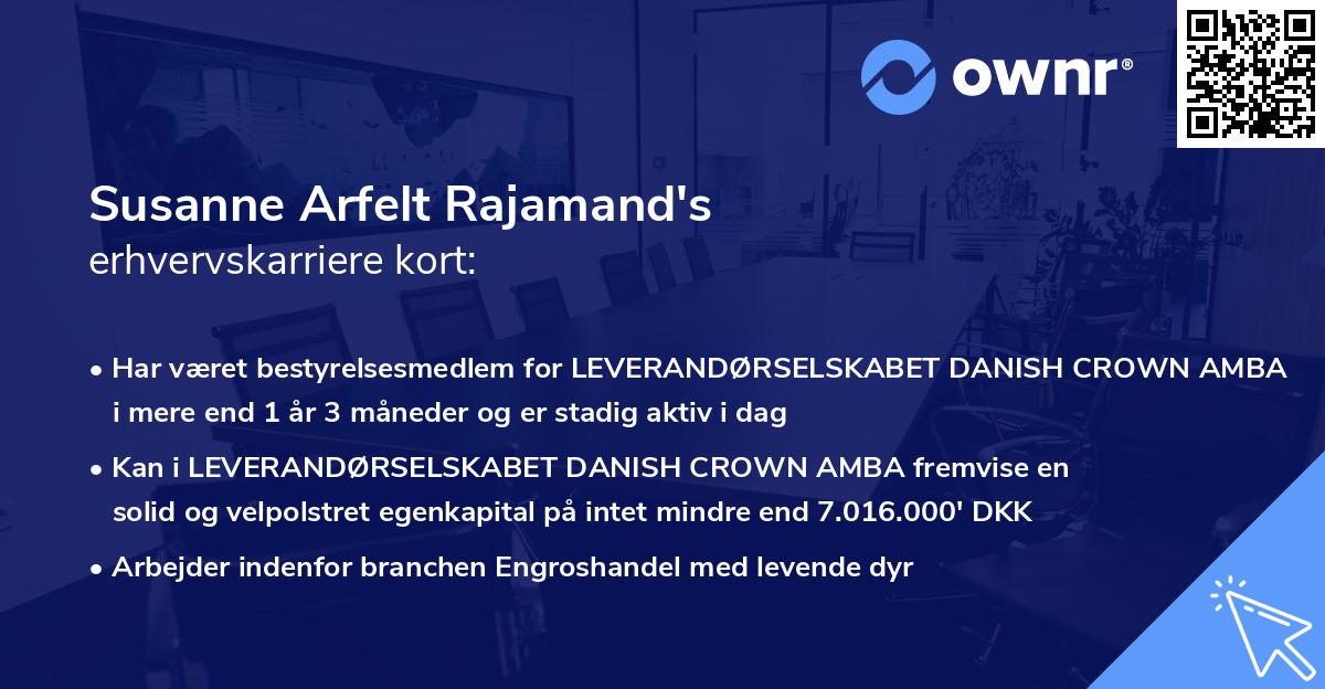 Susanne Arfelt Rajamand's erhvervskarriere kort