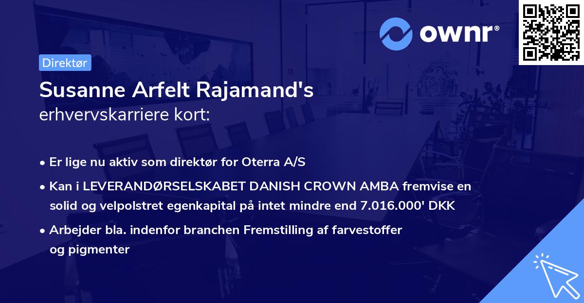 Susanne Arfelt Rajamand's erhvervskarriere kort