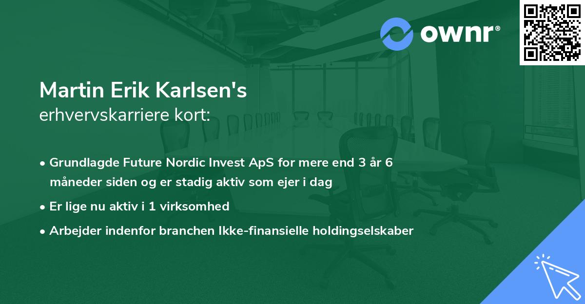 Martin Erik Karlsen's erhvervskarriere kort