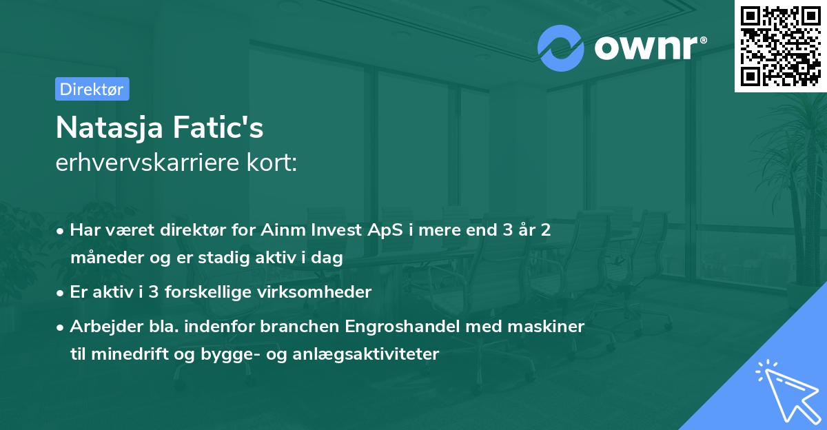 Natasja Fatic's erhvervskarriere kort