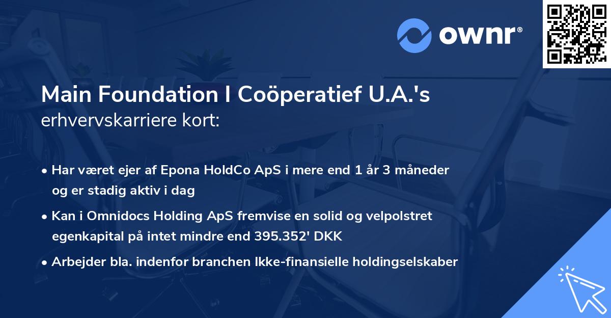 Main Foundation I Coöperatief U.A.'s erhvervskarriere kort