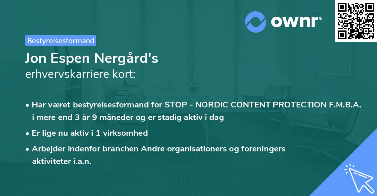 Jon Espen Nergård's erhvervskarriere kort