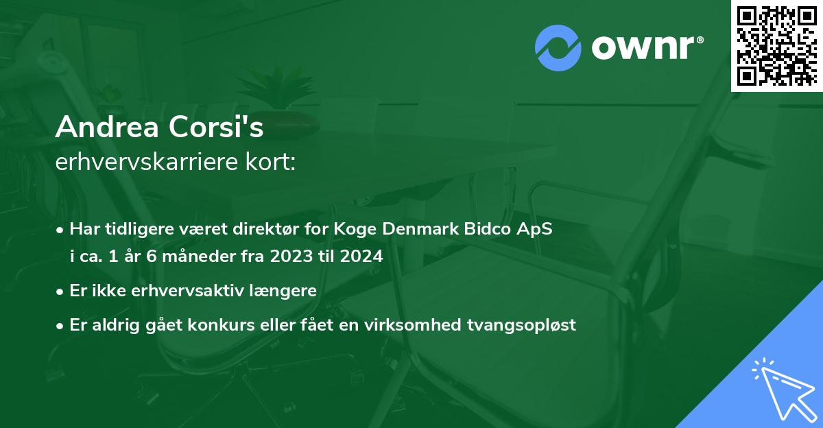 Andrea Corsi's erhvervskarriere kort