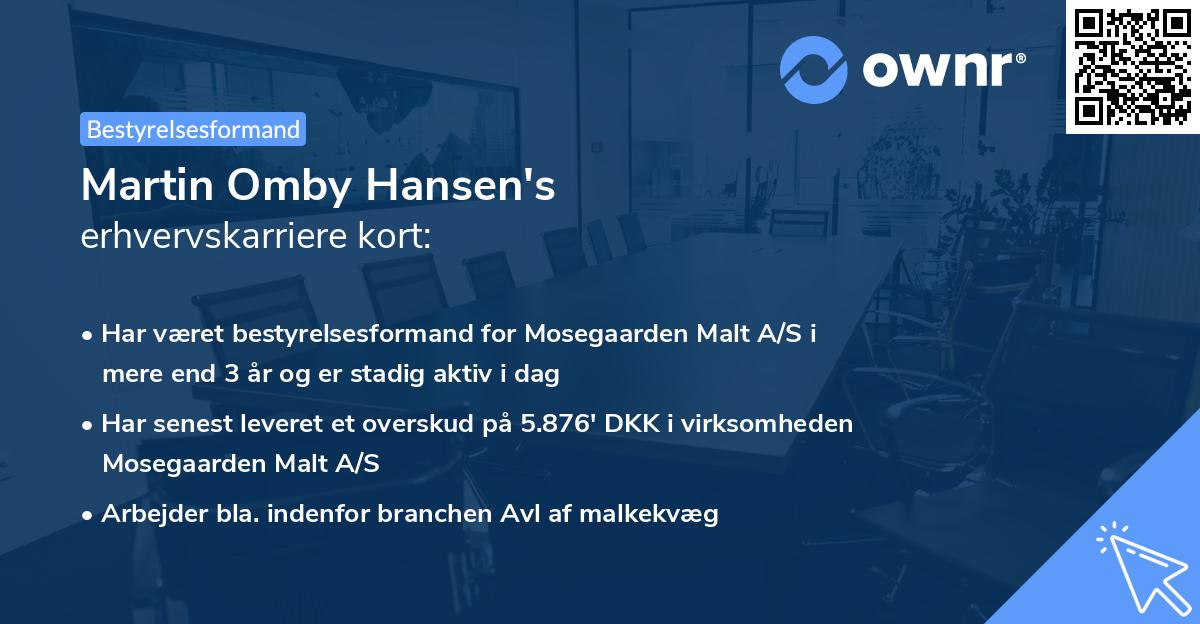 Martin Omby Hansen's erhvervskarriere kort