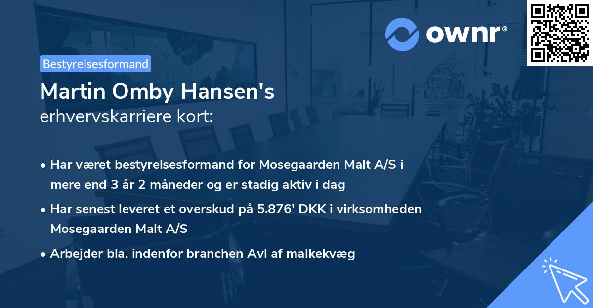 Martin Omby Hansen's erhvervskarriere kort