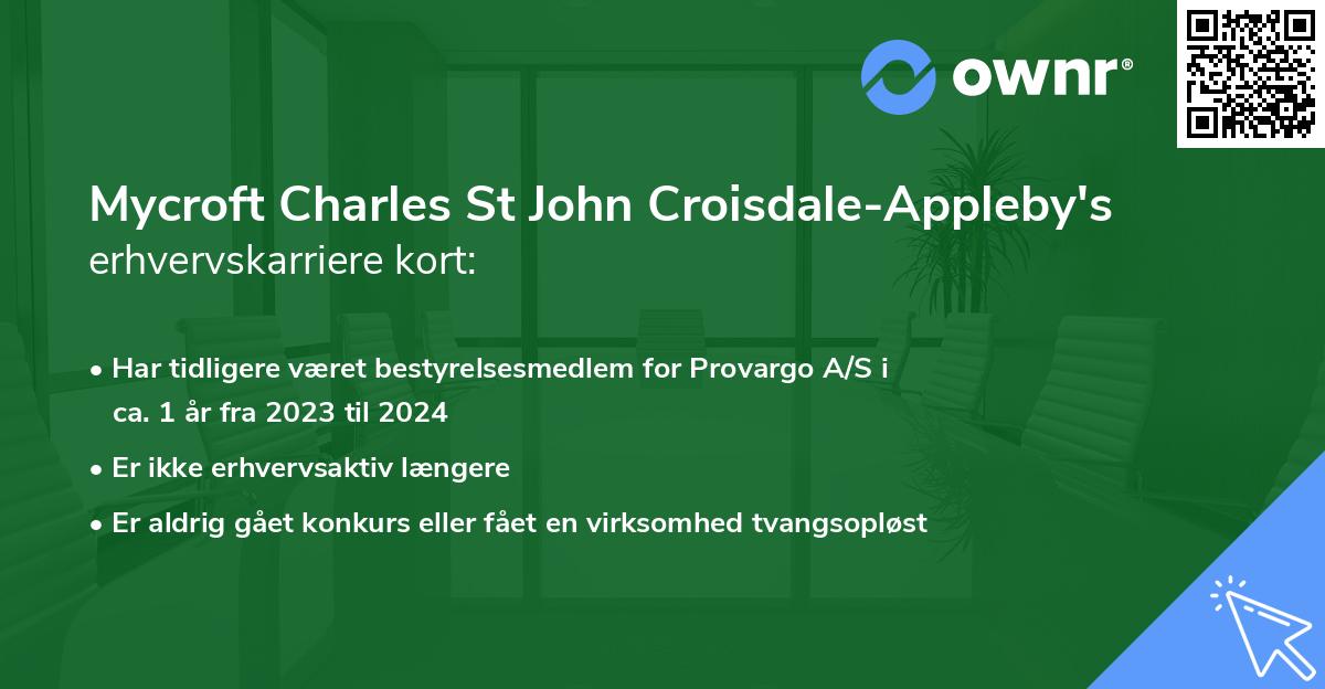 Mycroft Charles St John Croisdale-Appleby's erhvervskarriere kort