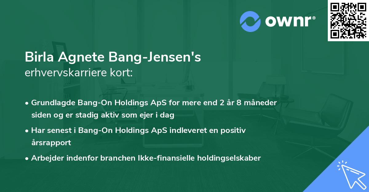Birla Agnete Bang-Jensen's erhvervskarriere kort