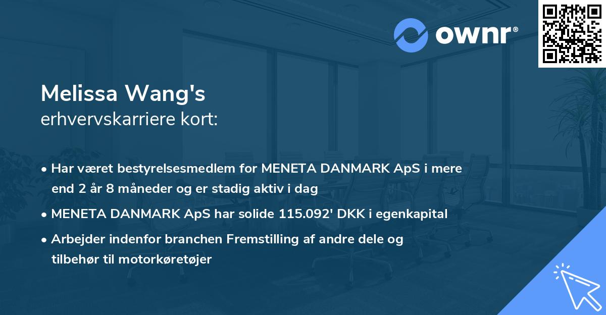 Melissa Wang's erhvervskarriere kort