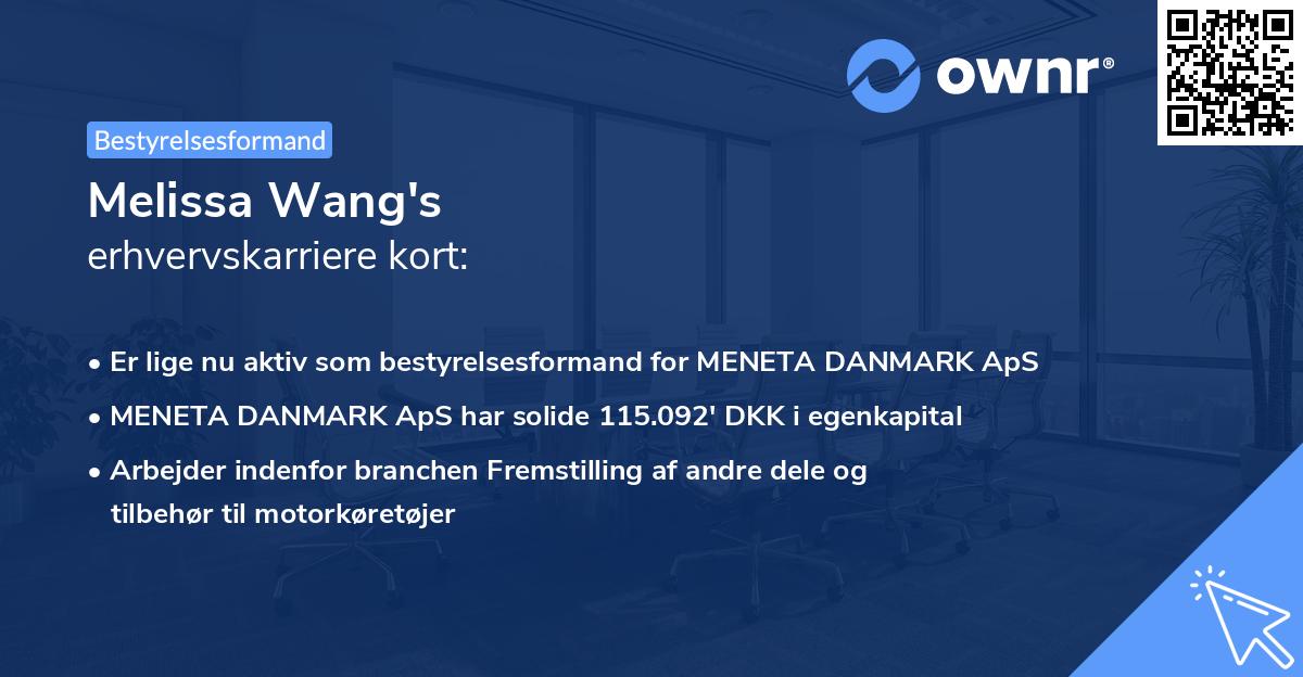 Melissa Wang's erhvervskarriere kort