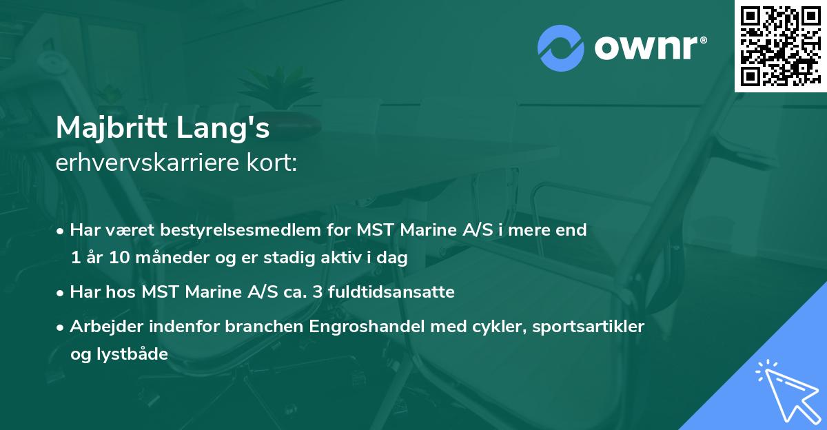 Majbritt Lang's erhvervskarriere kort