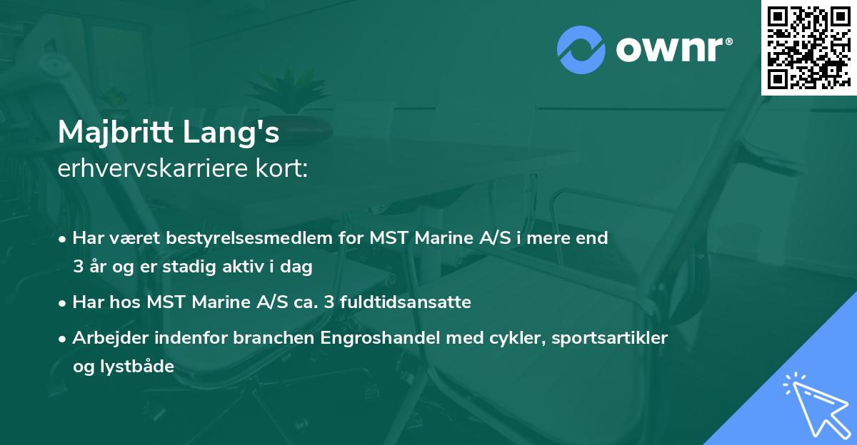 Majbritt Lang's erhvervskarriere kort