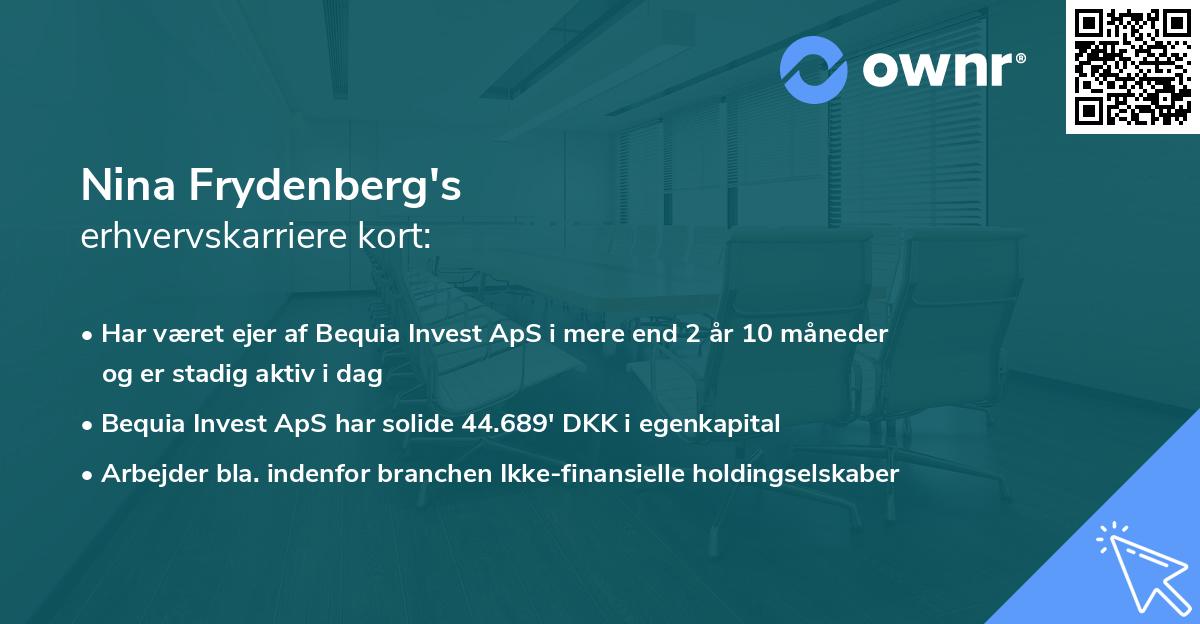 Nina Frydenberg's erhvervskarriere kort