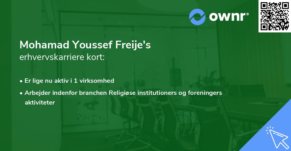 Mohamad Youssef Freije's erhvervskarriere kort