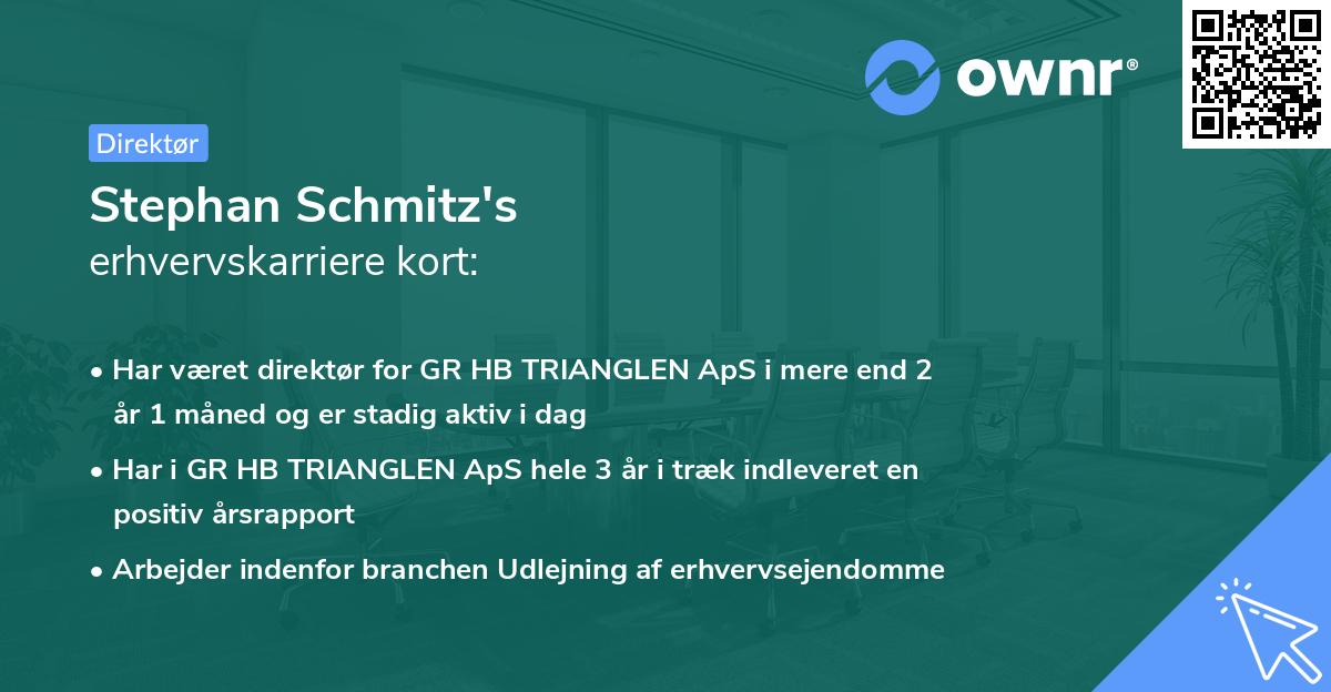 Stephan Schmitz's erhvervskarriere kort