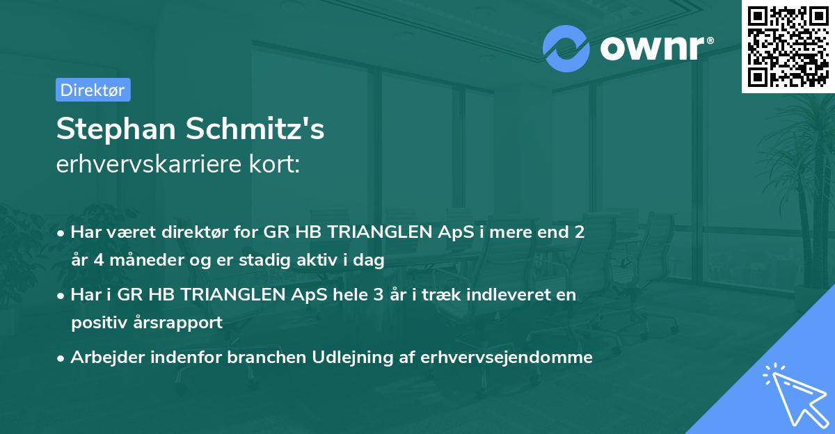 Stephan Schmitz's erhvervskarriere kort