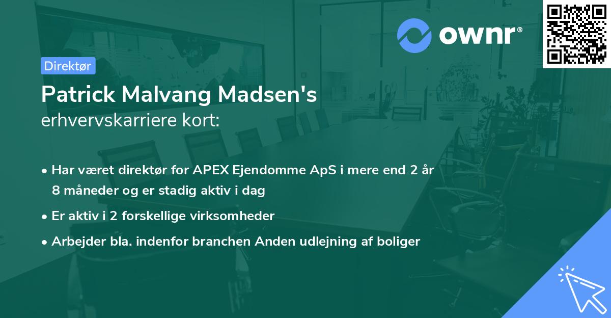 Patrick Malvang Madsen's erhvervskarriere kort
