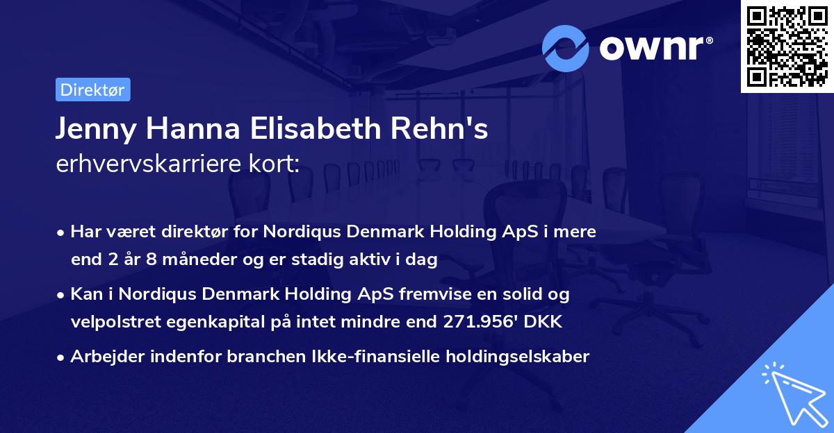 Jenny Hanna Elisabeth Rehn's erhvervskarriere kort