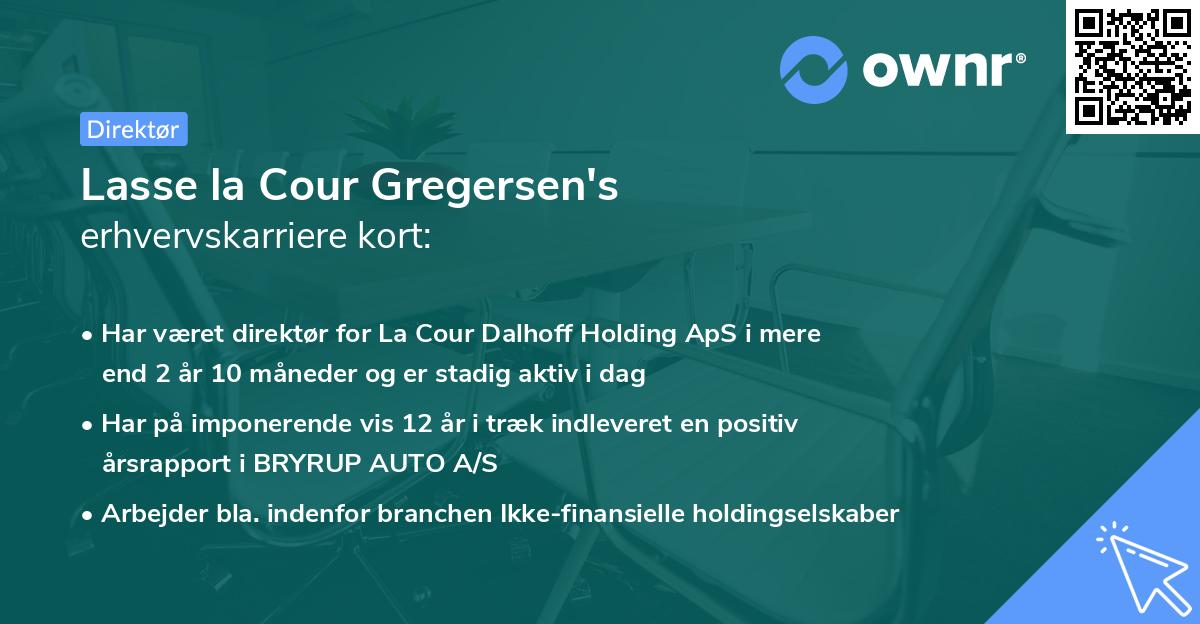 Lasse la Cour Gregersen's erhvervskarriere kort