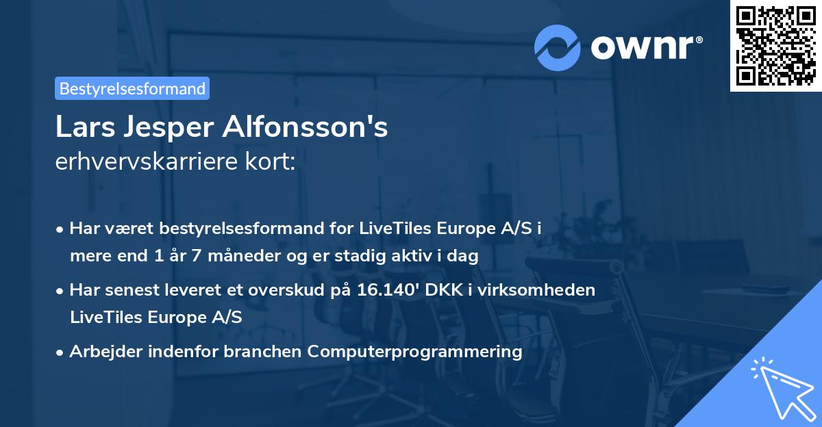 Lars Jesper Alfonsson's erhvervskarriere kort