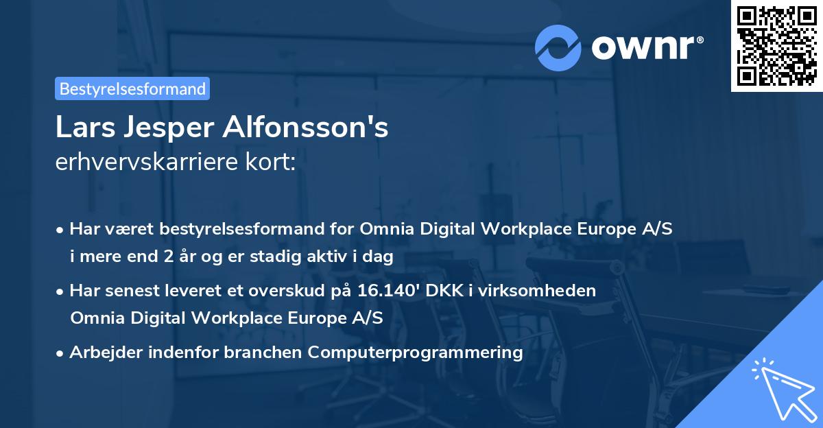 Lars Jesper Alfonsson's erhvervskarriere kort