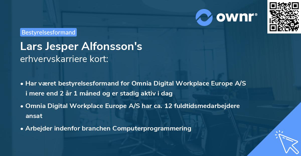 Lars Jesper Alfonsson's erhvervskarriere kort