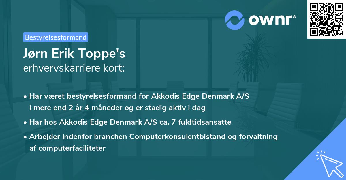 Jørn Erik Toppe's erhvervskarriere kort