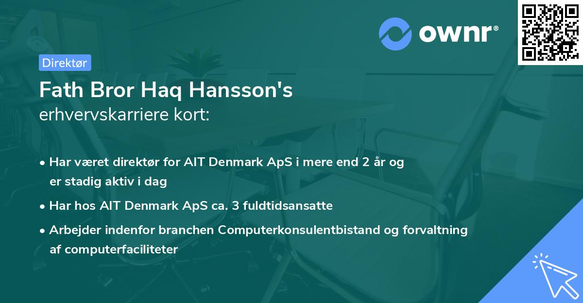 Fath Bror Haq Hansson's erhvervskarriere kort