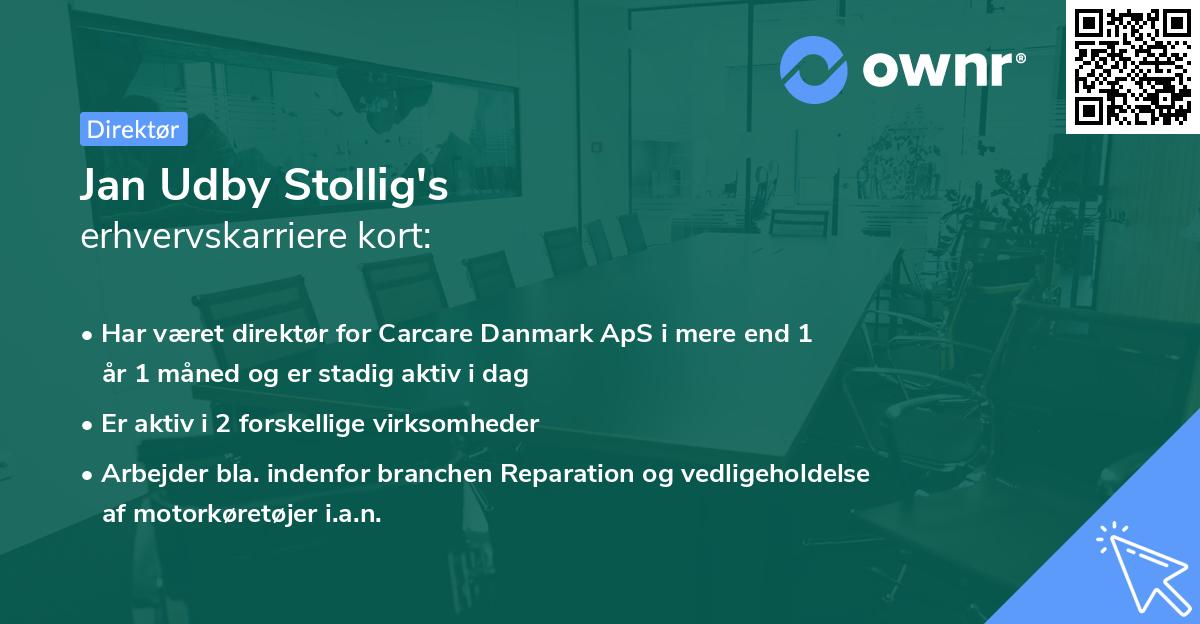 Jan Udby Stollig's erhvervskarriere kort