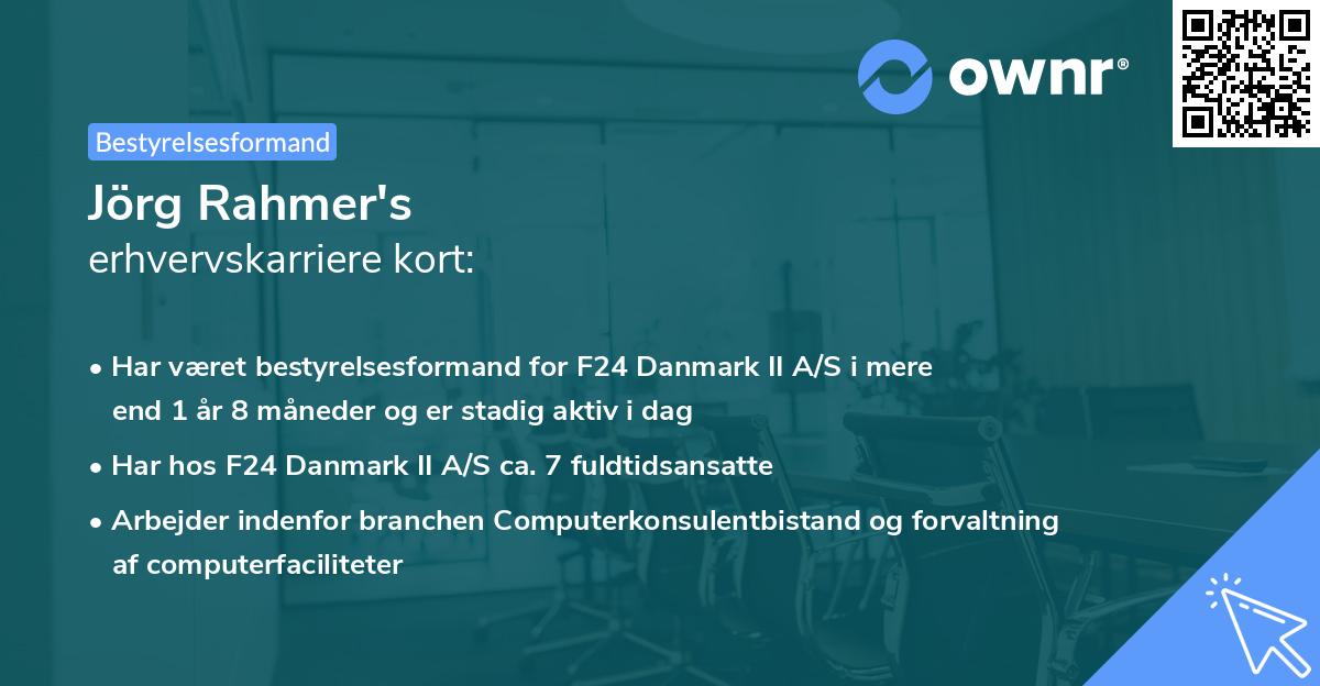 Jörg Rahmer's erhvervskarriere kort