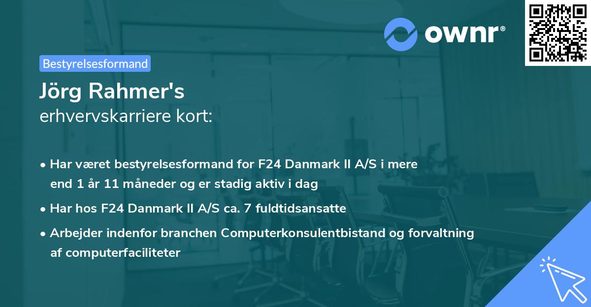 Jörg Rahmer's erhvervskarriere kort