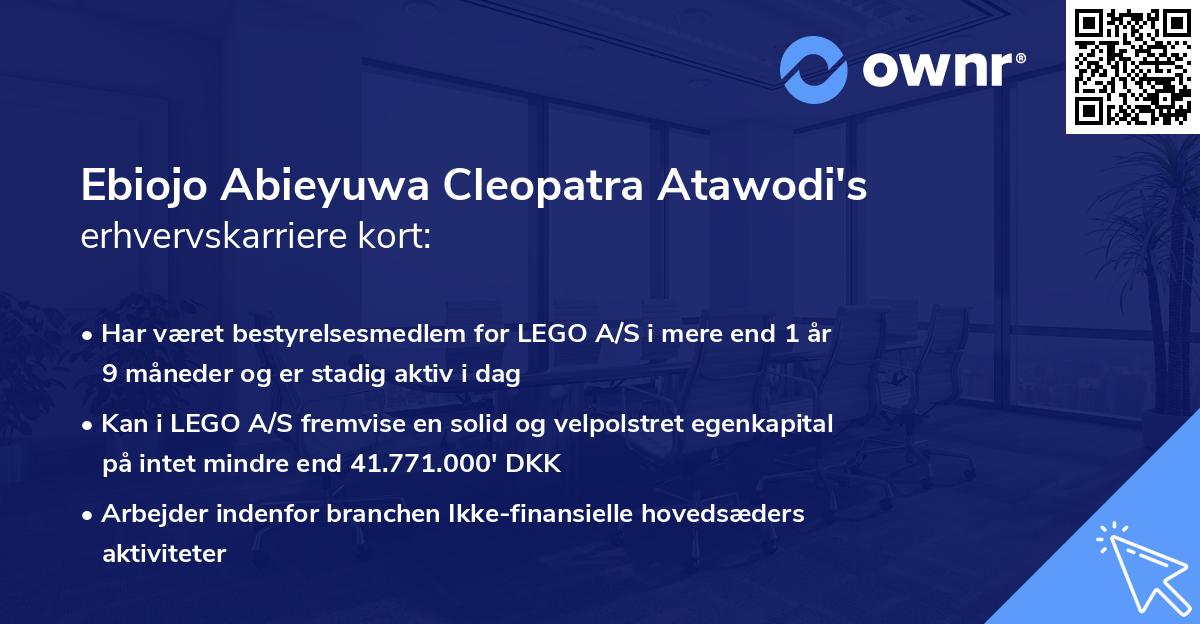 Ebiojo Abieyuwa Cleopatra Atawodi's erhvervskarriere kort