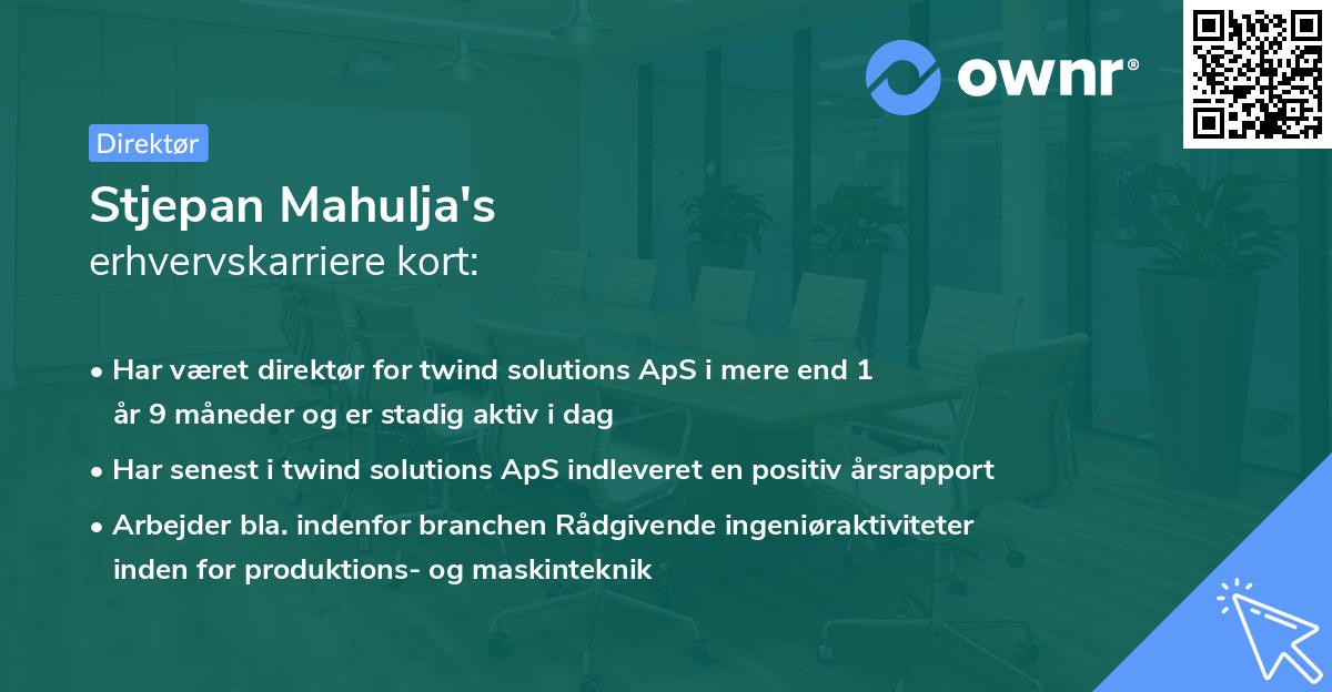 Stjepan Mahulja's erhvervskarriere kort