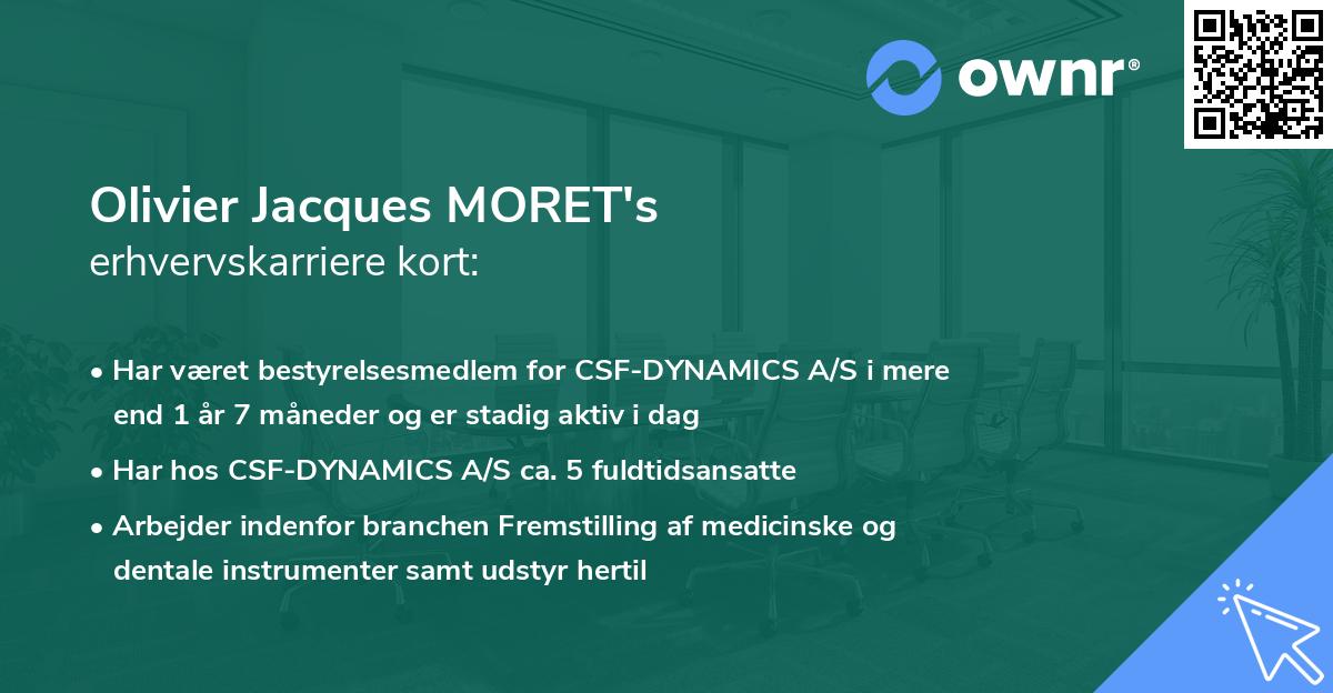 Olivier Jacques MORET's erhvervskarriere kort