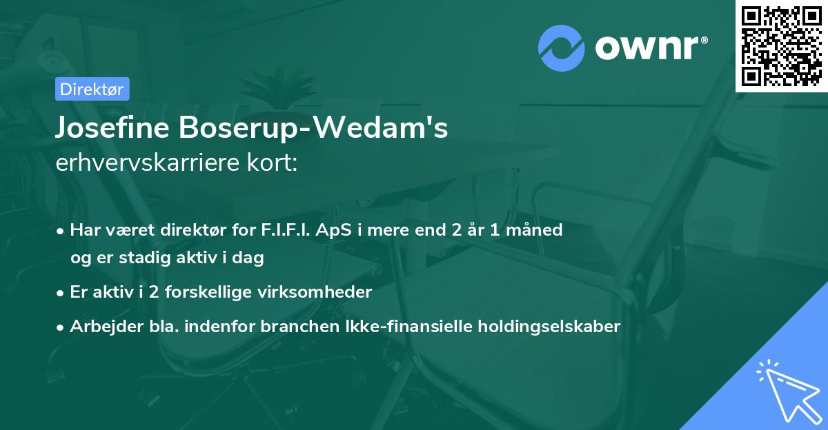 Josefine Boserup-Wedam's erhvervskarriere kort