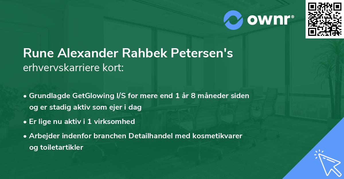 Rune Alexander Rahbek Petersen's erhvervskarriere kort