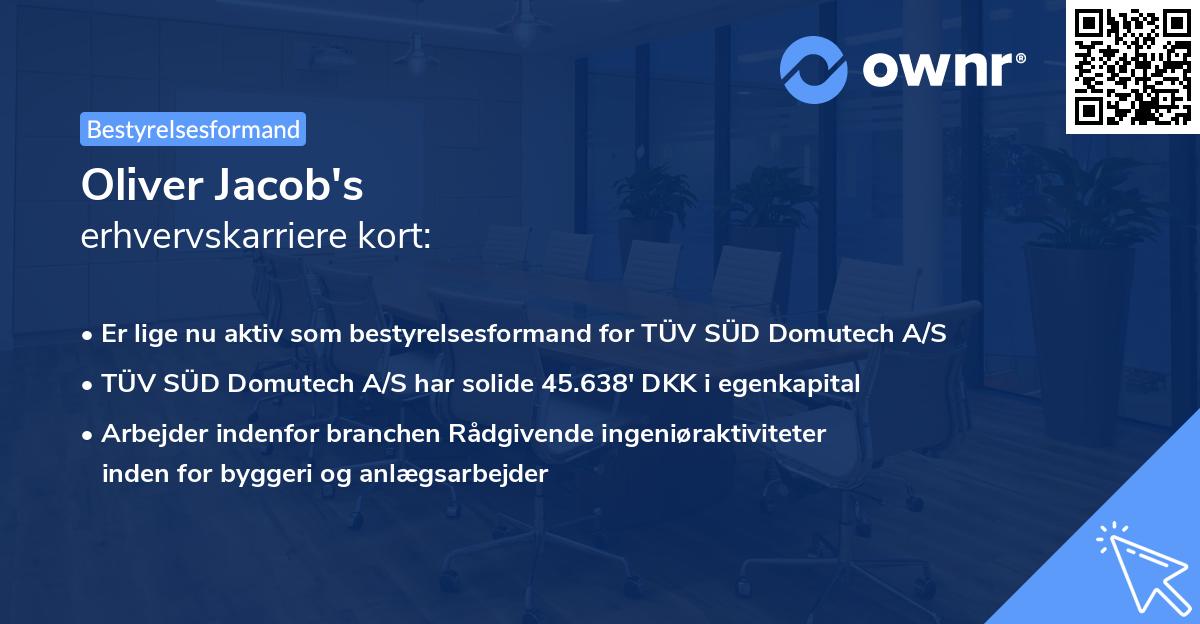 Oliver Jacob's erhvervskarriere kort