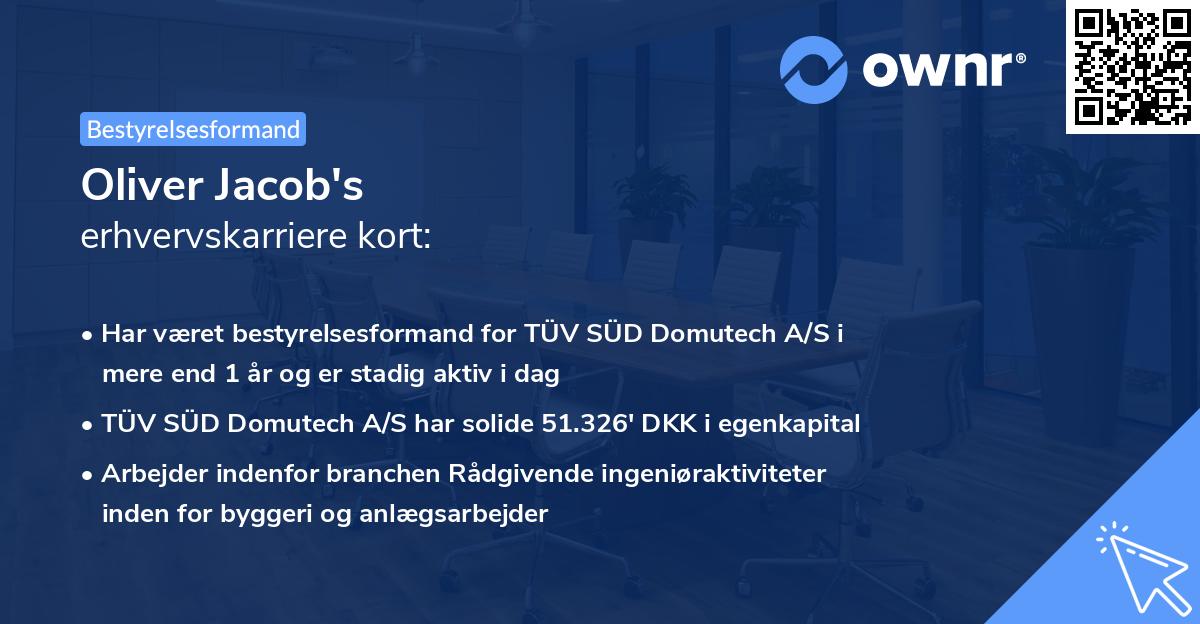 Oliver Jacob's erhvervskarriere kort