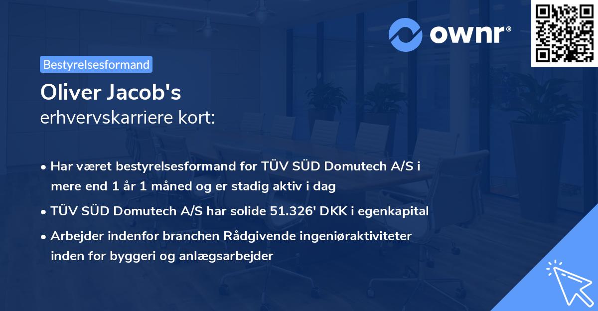 Oliver Jacob's erhvervskarriere kort