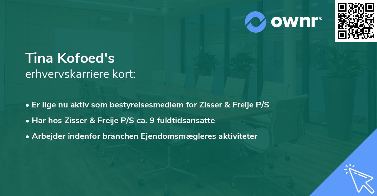 Tina Kofoed's erhvervskarriere kort