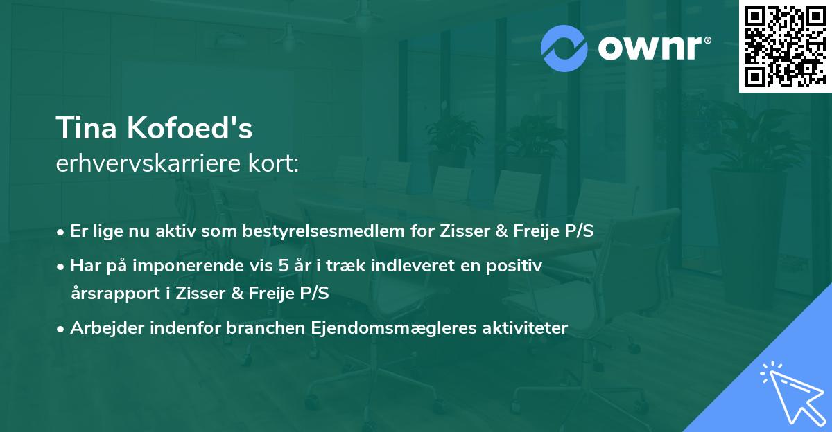 Tina Kofoed's erhvervskarriere kort