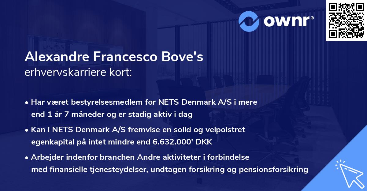 Alexandre Francesco Bove's erhvervskarriere kort