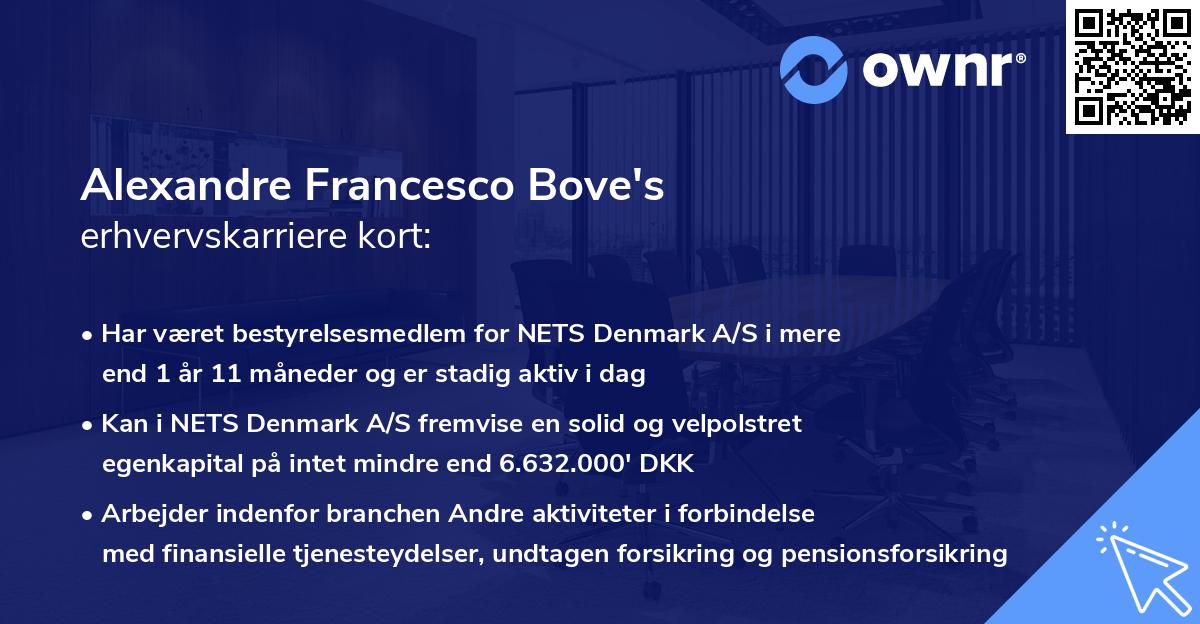 Alexandre Francesco Bove's erhvervskarriere kort