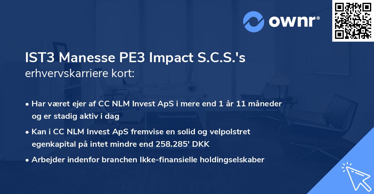 IST3 Manesse PE3 Impact S.C.S.'s erhvervskarriere kort