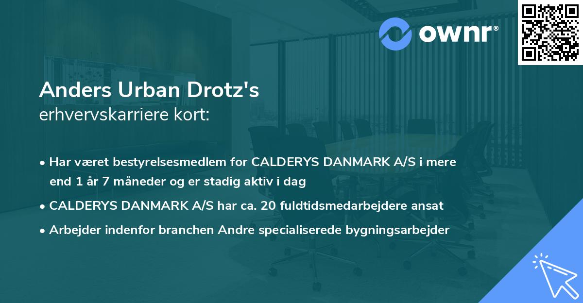 Anders Urban Drotz's erhvervskarriere kort