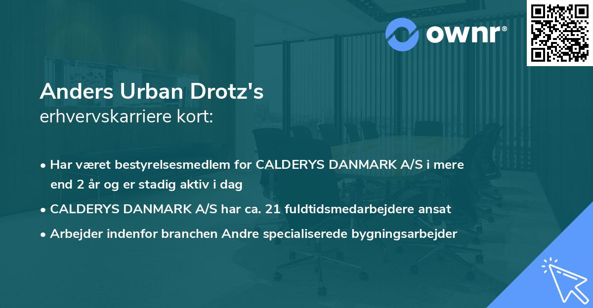Anders Urban Drotz's erhvervskarriere kort