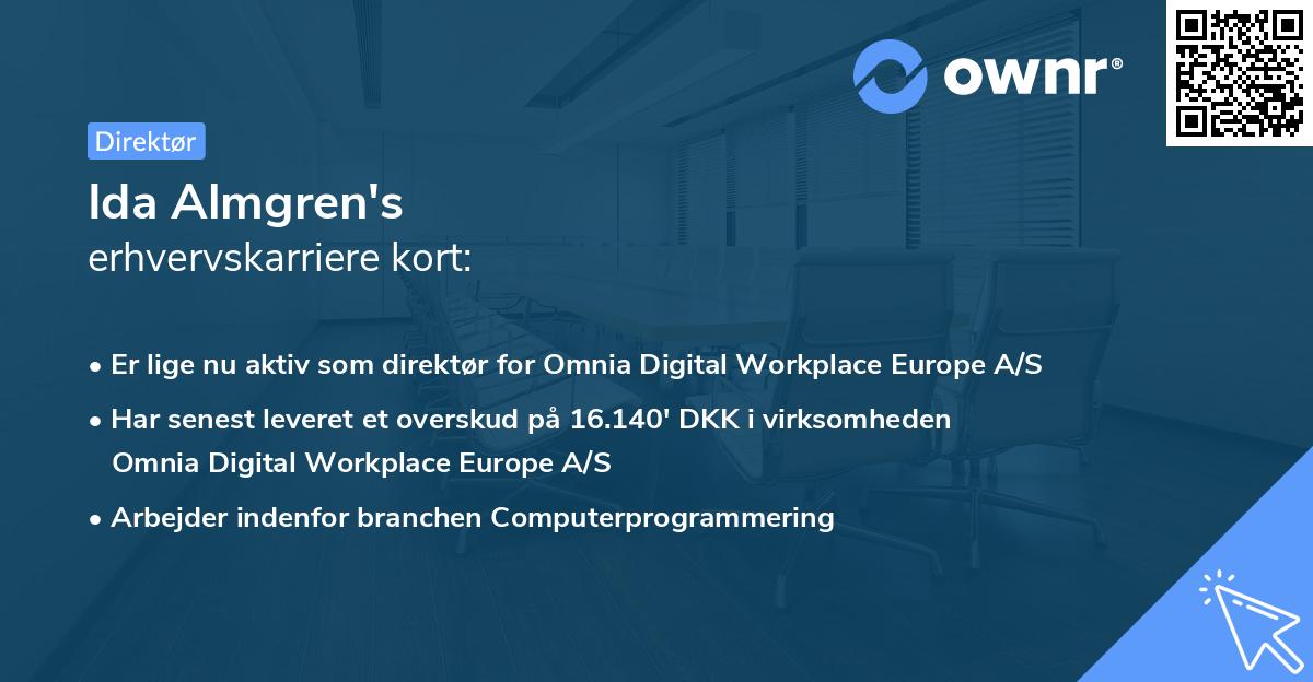 Ida Almgren's erhvervskarriere kort