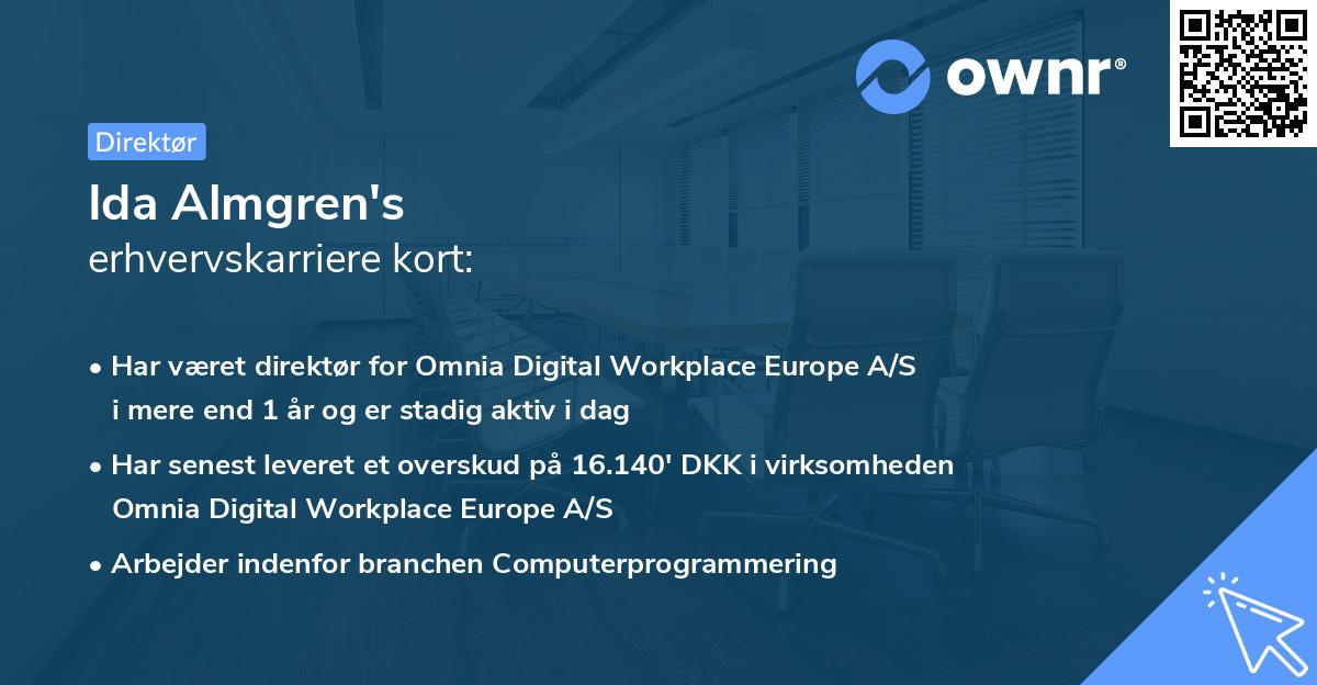 Ida Almgren's erhvervskarriere kort