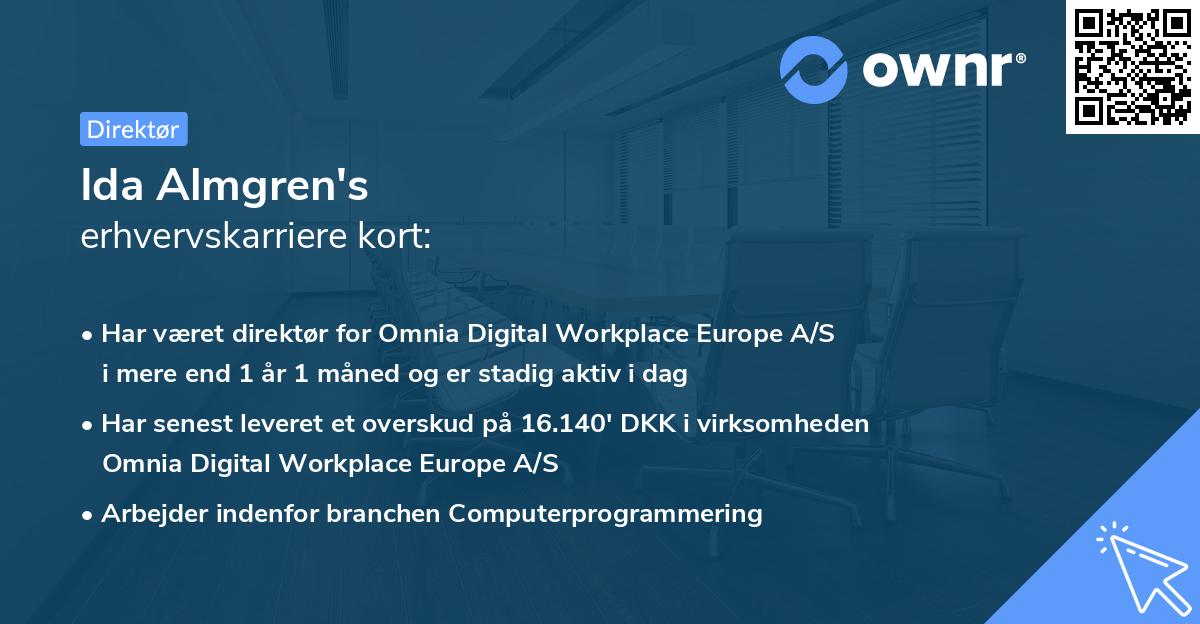 Ida Almgren's erhvervskarriere kort