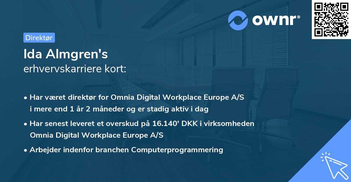 Ida Almgren's erhvervskarriere kort