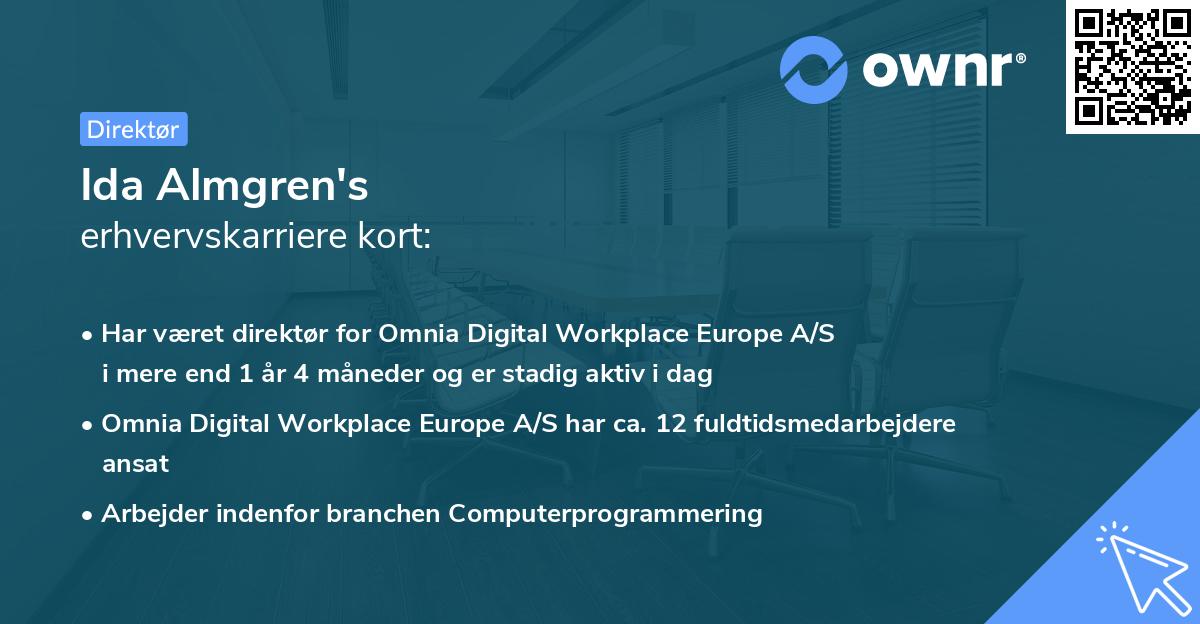 Ida Almgren's erhvervskarriere kort